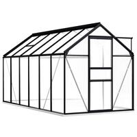 Drivhus med fundamentramme 7,03 m² aluminium antracitgrå