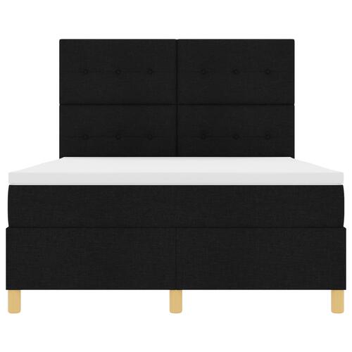 Box Spring Seng med Madras & LED Sort 140x200 cm Stof