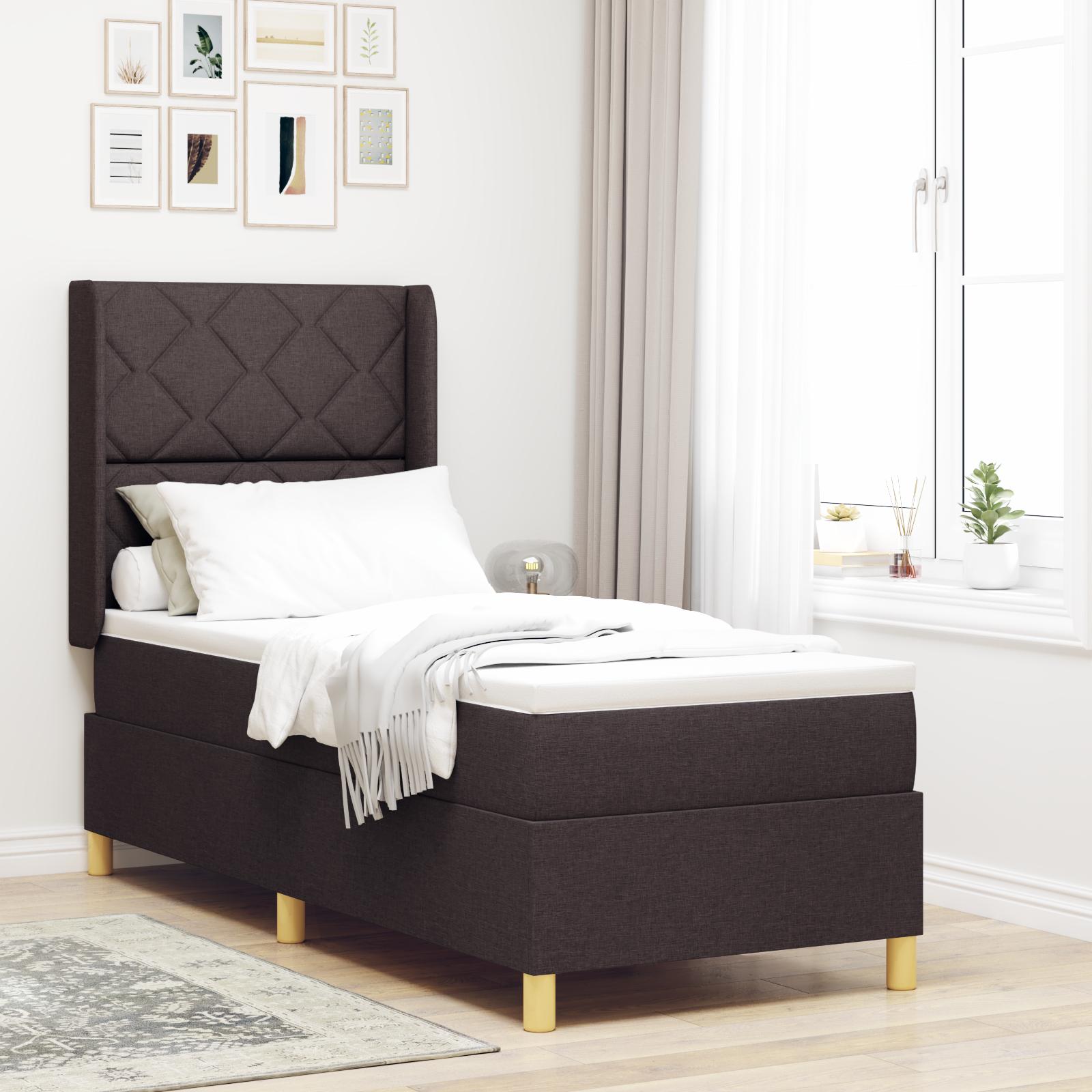 vidaXL Box spring seng med LED-lysstrimler Brun 80 x 200 cm Stof