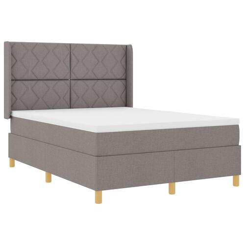 Boxspring Seng med Madras & LED Taupe 140x190 cm Stof