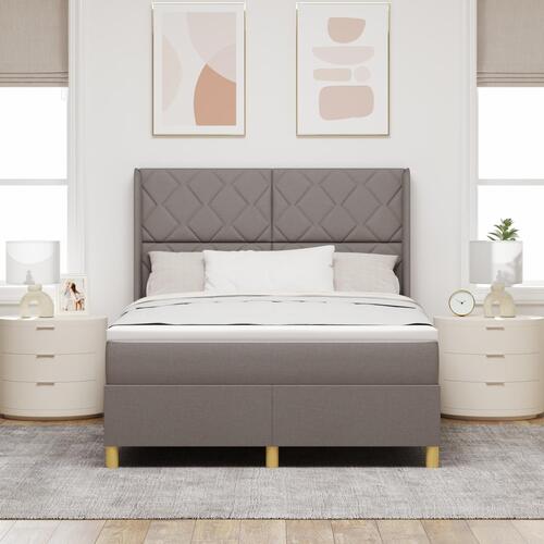 Boxspring Seng med Madras & LED Taupe 140x190 cm Stof