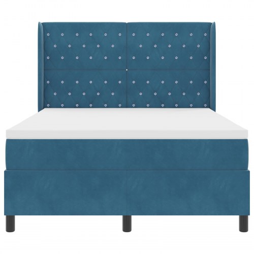 LED boxspring seng med madras Argyle Blå 140 x 190 cm Fløjl