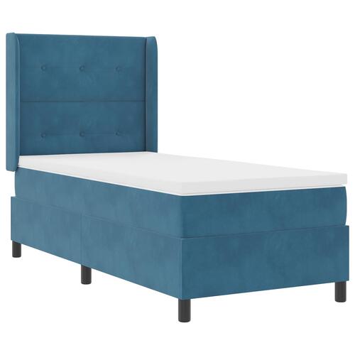 Boxspring Seng med Madras & LED Mørkeblå 100x200 cm Fløjl