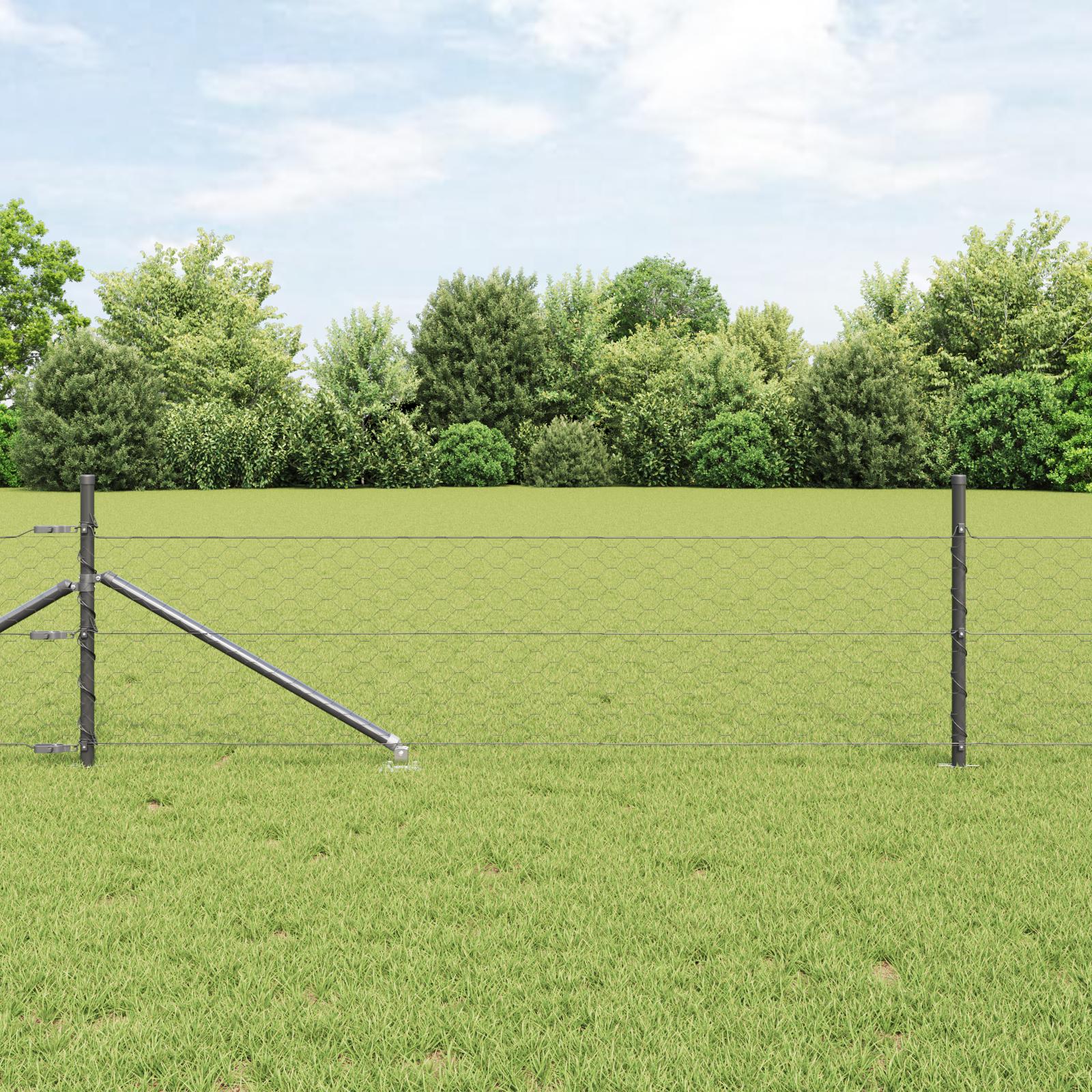 Svejset trådhegn med spyd 50 × 0,8 m - PVC-belagt stål, komplet sæt til have