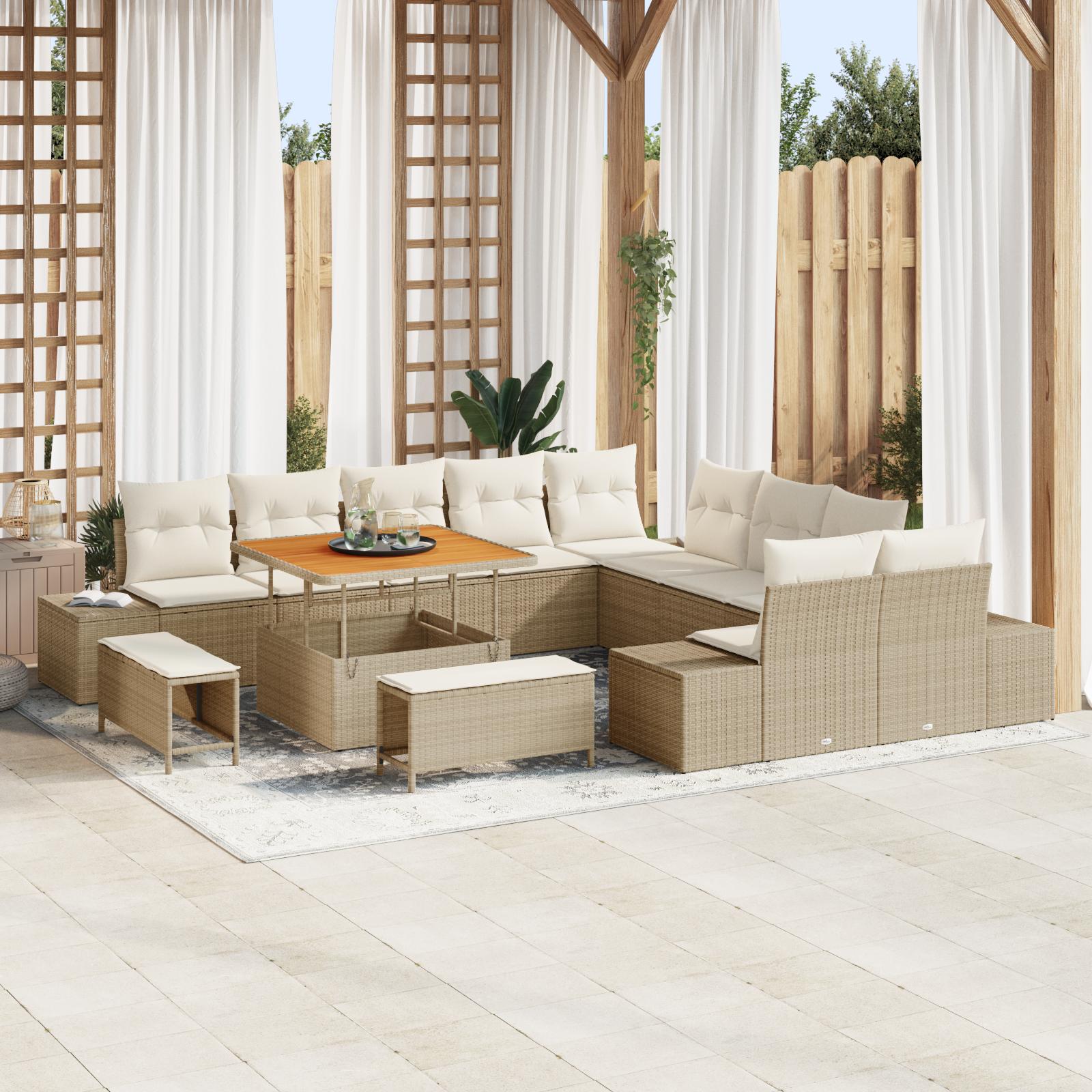 Havesofa Sæt med pude 13 stk Beige og creme 100 x 100 x 71 cm