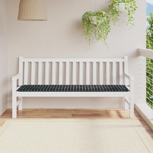Bænkepude i oxfordstof - ternet sort, 150 × 50 × 3 cm