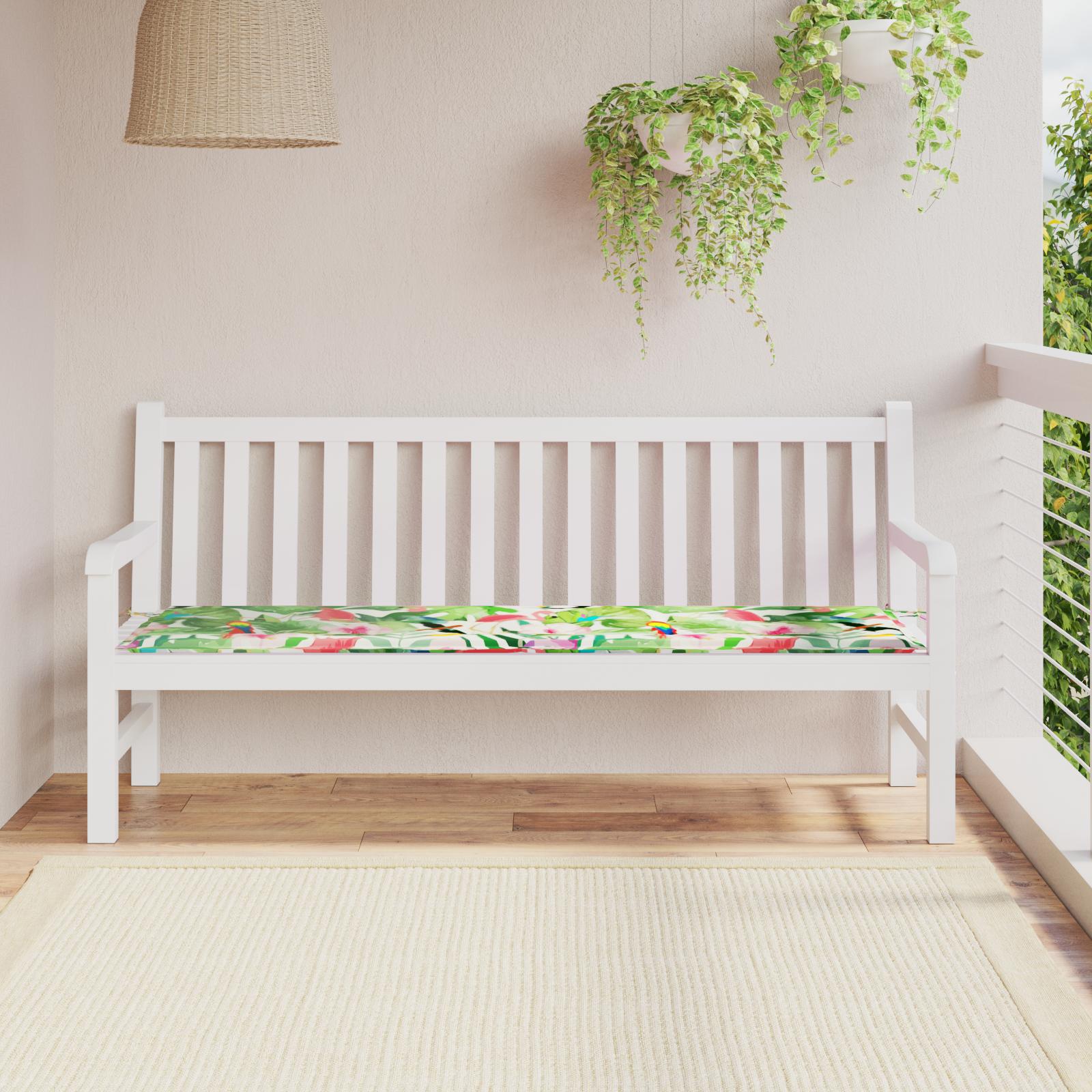 Havebænkpude Blomstret Grøn og pink 180 x 50 x 4 cm Oxford stof