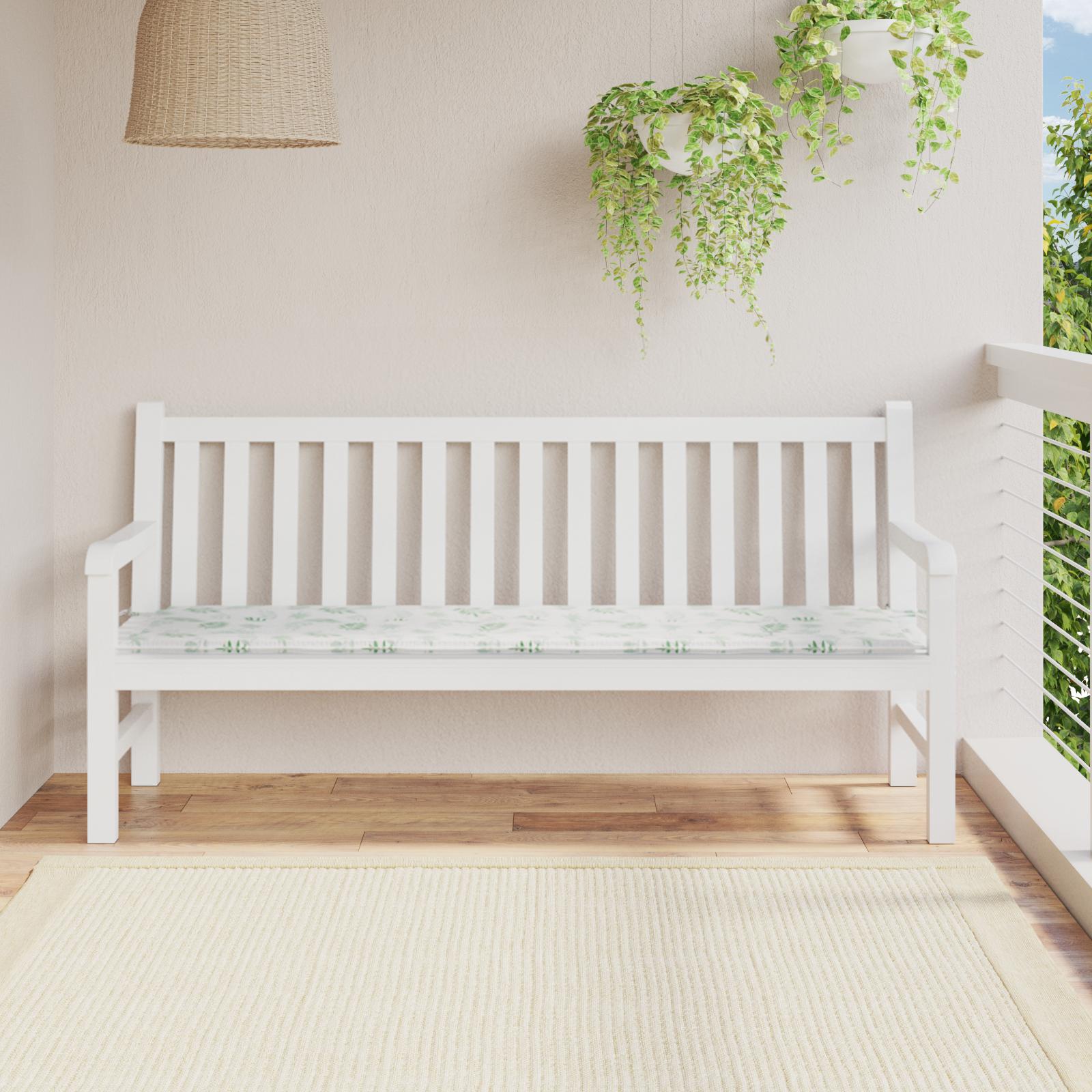 Havebænkpude Blomstret Hvid og grøn 180 x 50 x 4 cm Oxford stof