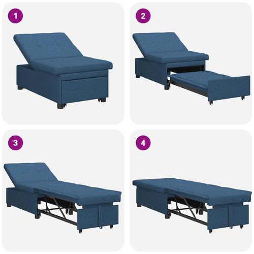 Sovesofa 3-i-1 Udtræk Design Blå Stof