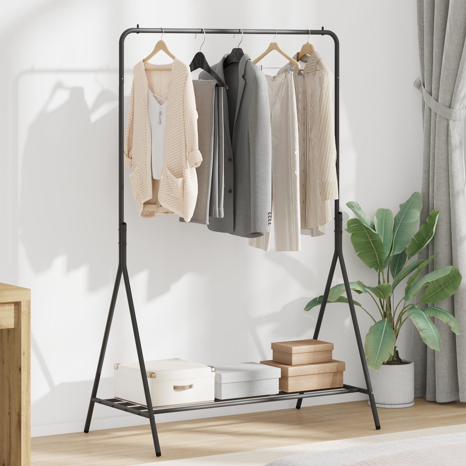 Tøjstativ med hylde med opbevaring Sort 100 x 56 x 154 cm Stål