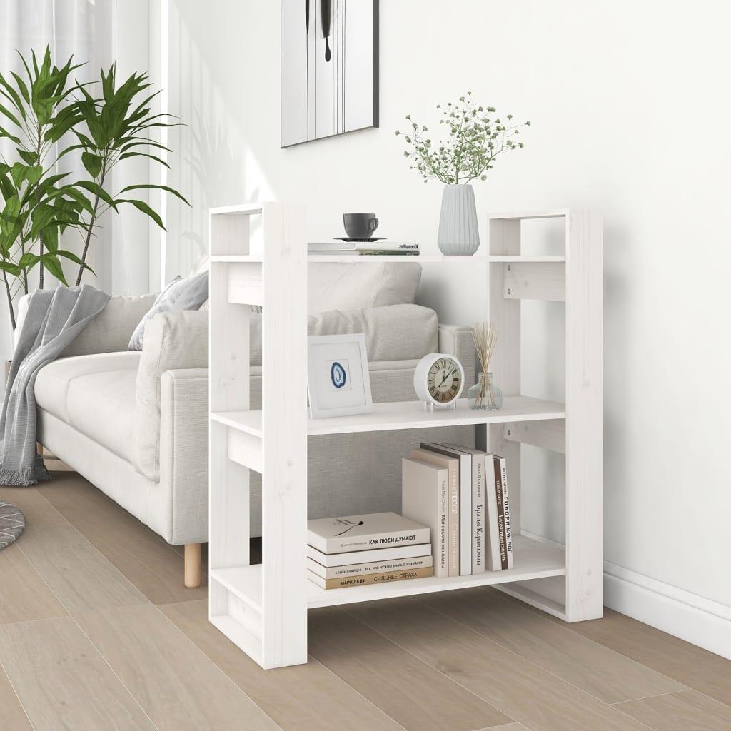 vidaXL bogreol/rumdeler 80x35x91 cm massivt fyrretræ hvid