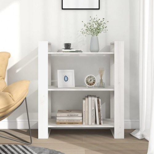 Bogreol/rumdeler i massivt fyrretræ - 80 × 35 × 91 cm, hvid
