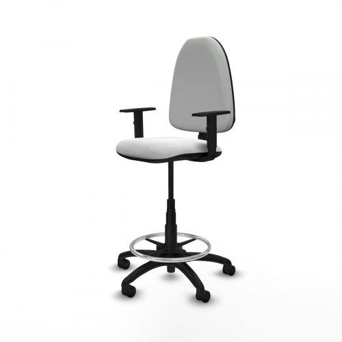 Kontorstol B1D01RN - Høj, hvid med armlæn