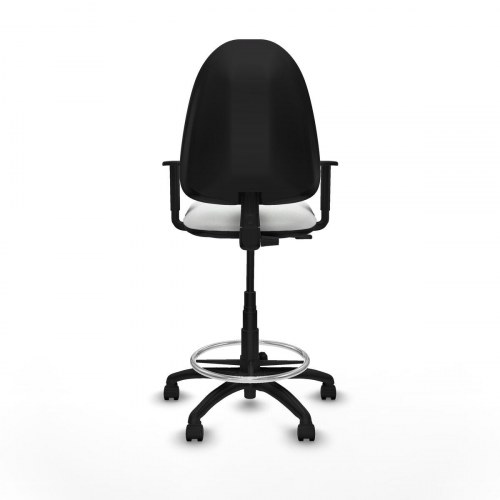 Kontorstol B1D01RN - Høj, hvid med armlæn