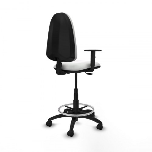 Kontorstol B1D01RN - Høj, hvid med armlæn