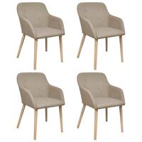 Spisebordsstole 4 stk. beige stof massivt egetræ