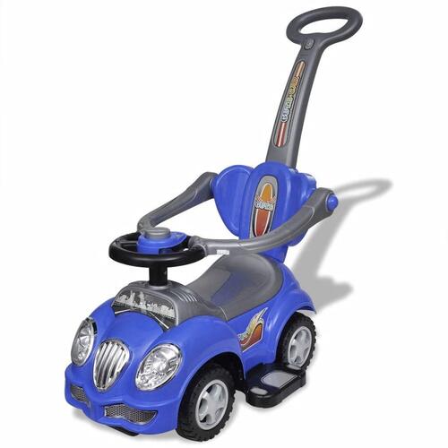 Bil til børn skubbehåndtag blå
